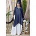 Party wear double layered Embellished abaya- Blue-White